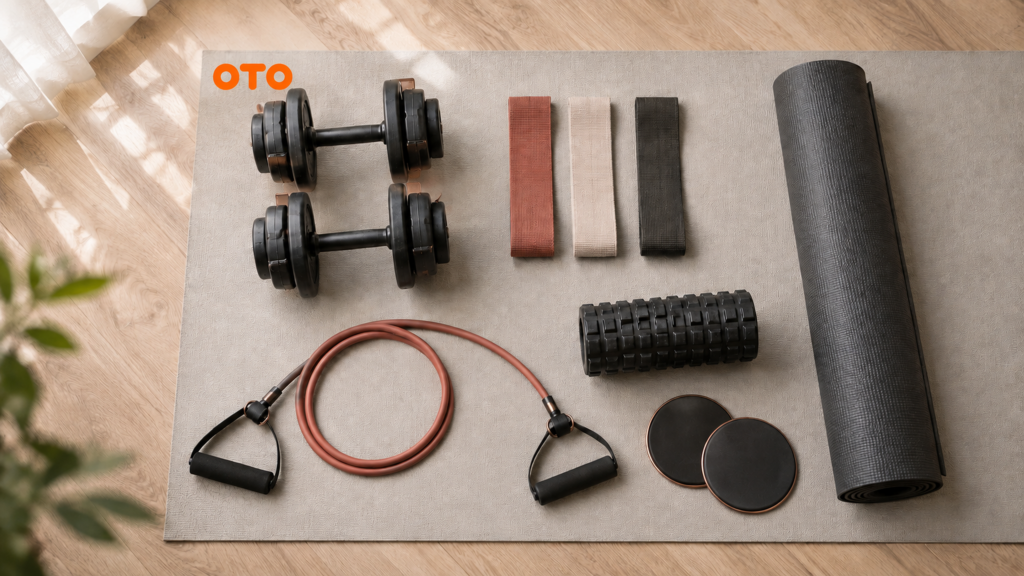 Space-saving home gym equipment for strength and mobility workouts